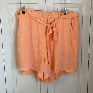 Torrid Pink Coral Linen Tie Waist Shorts With Pockets Size 2X